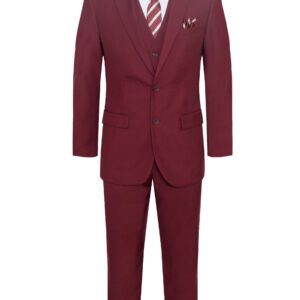 Modern Fit Burgundy Maroon Three Piece 2 button front closure