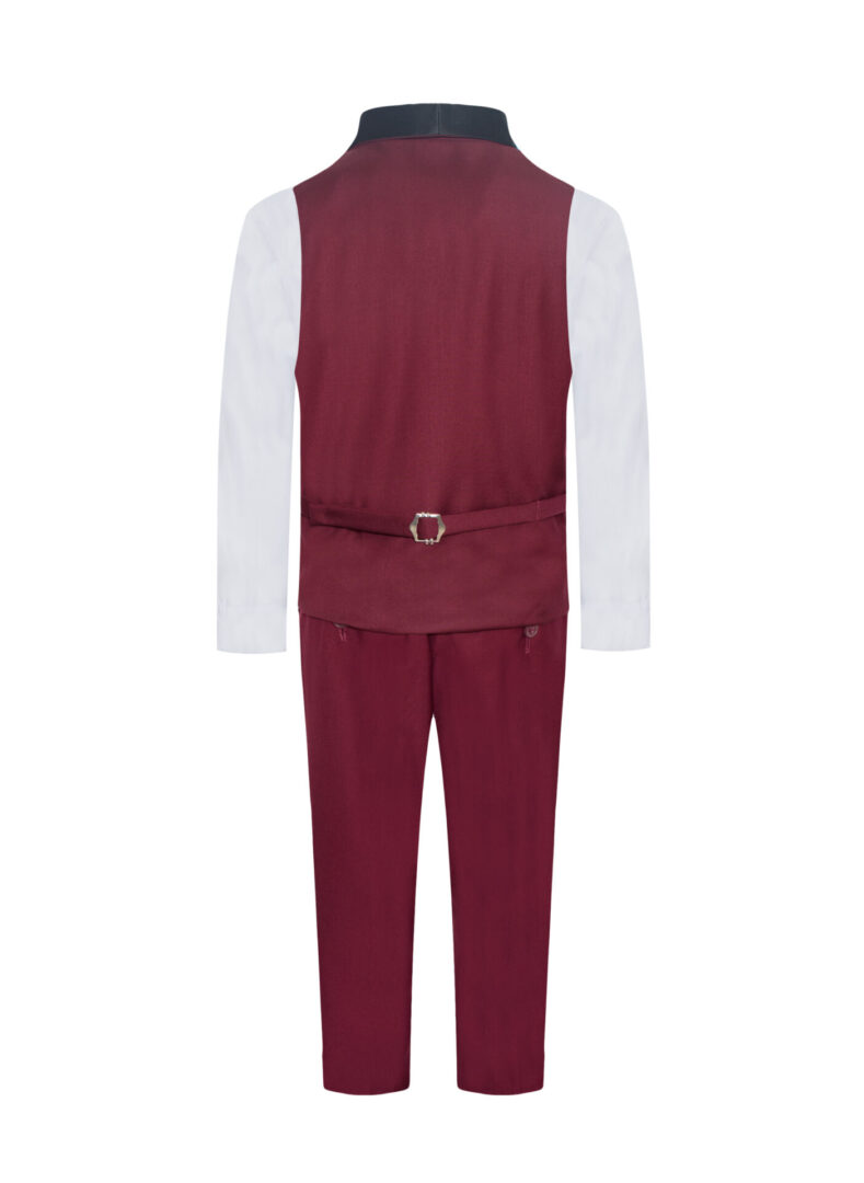 Premium Burgundy with Black 7 Piece Vest Set