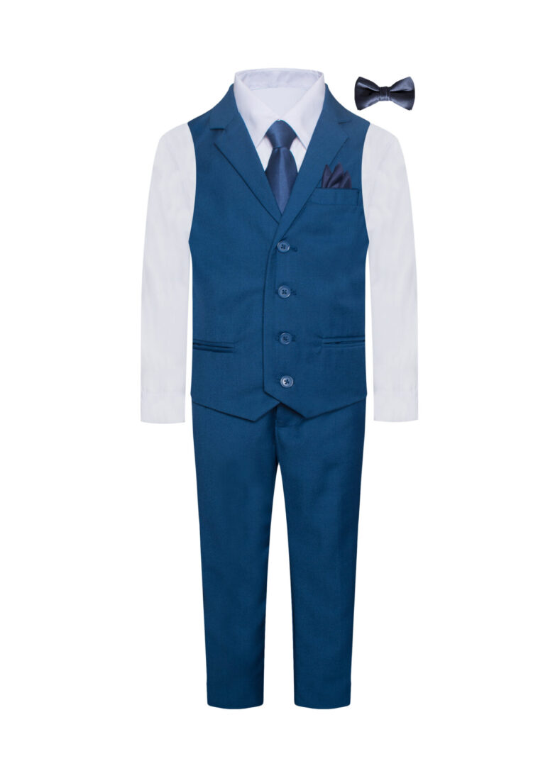 Royal Blue Eight Piece Notch lapel suit Includes Vest and Necktie And BowTie