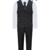 Black Eight Piece Notch lapel suit Set Includes Vest and Necktie and Bowtie