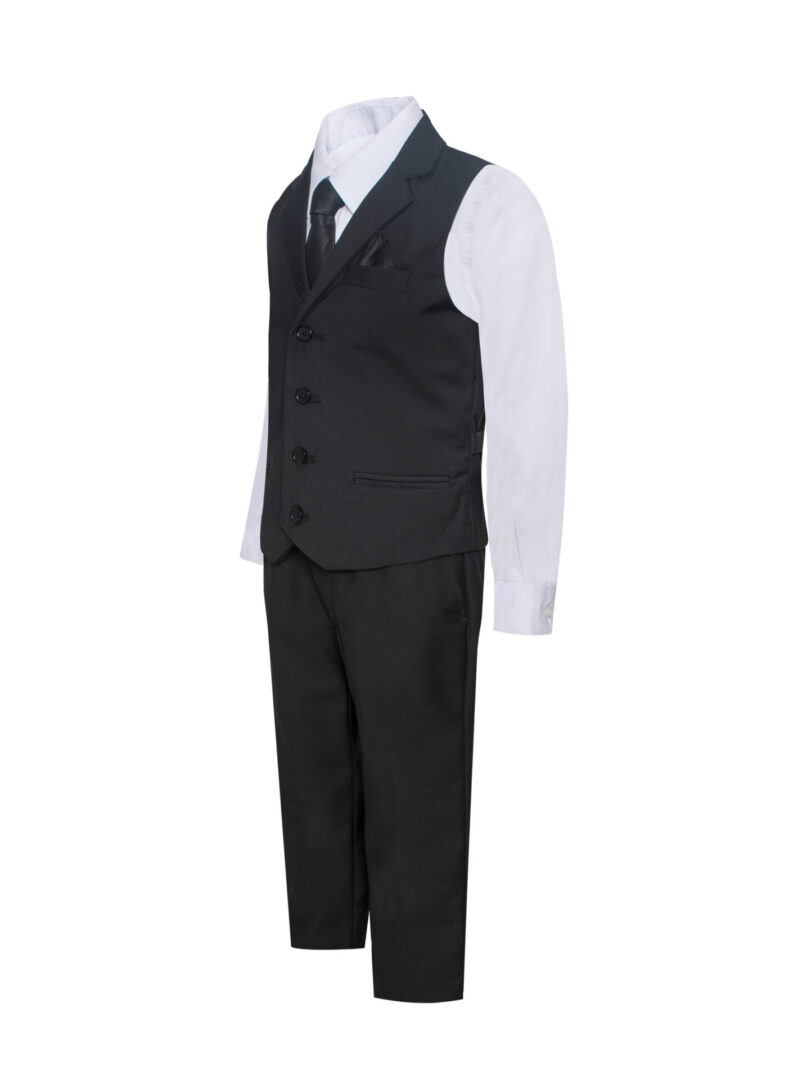 Black Eight Piece Notch lapel suit Set Includes Vest and Necktie