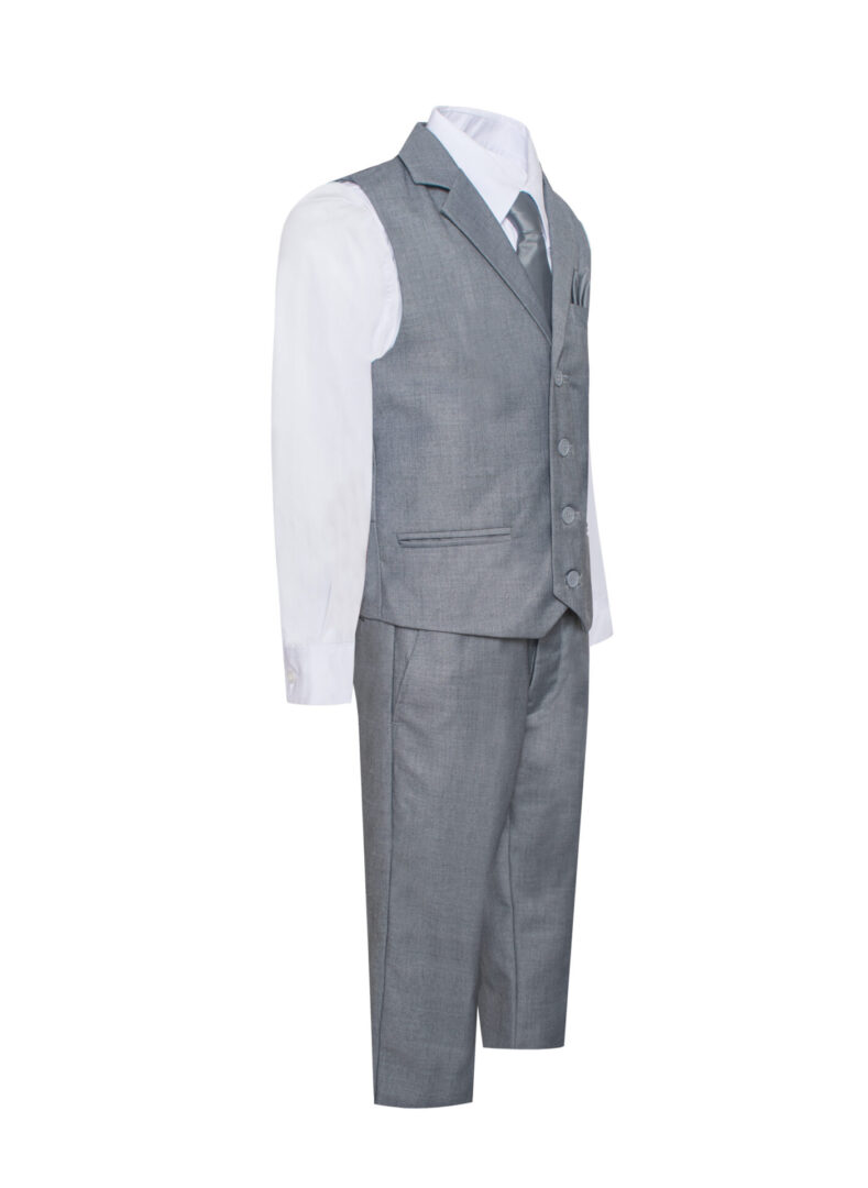 Premium notch lapel Light Gray 7 Piece Formal Vest Set