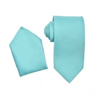 Aqua Tiffany Blue Necktie with Pocket Square Set
