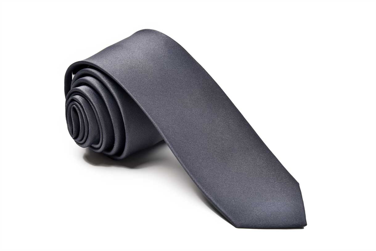 Premium Slim Charcoal Gray Dark Grey Necktie for Suits