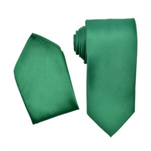 Emerald Green Necktie with Matching Pocket Square Set