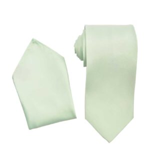 Laurel Green Dusty Sage Necktie with Pocket Square Set