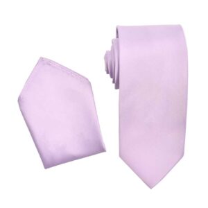 Lavender Lilac Necktie with Matching Pocket Square Set