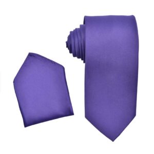 Purple Necktie with Matching Pocket Square Set