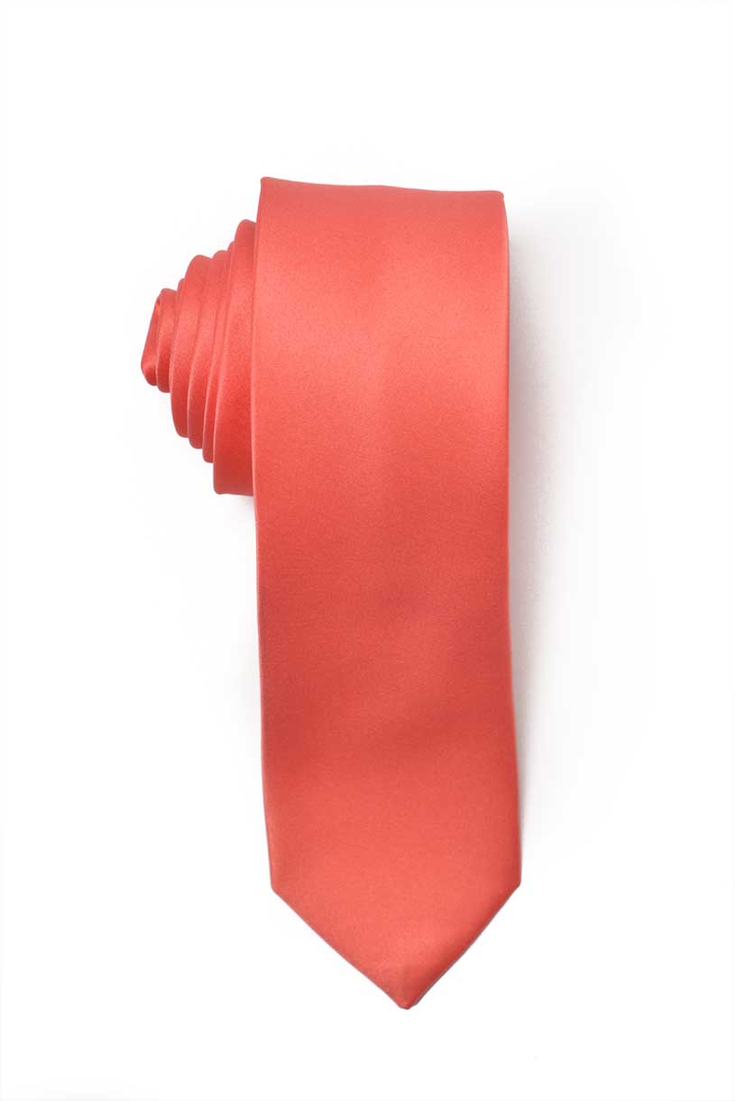 Slim Coral Salmon Necktie for Suits & Tuxedos