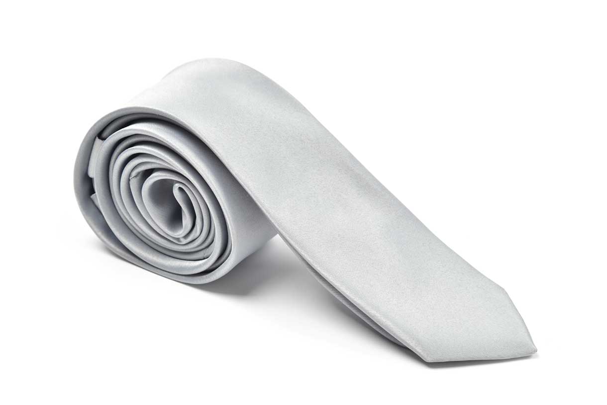 Slim Light Gray-Silver Necktie for Suits & Tuxedos