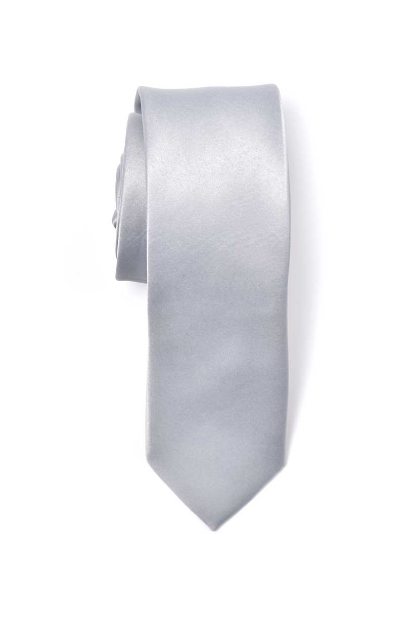 Premium Slim Light Gray-Silver Necktie for Suits