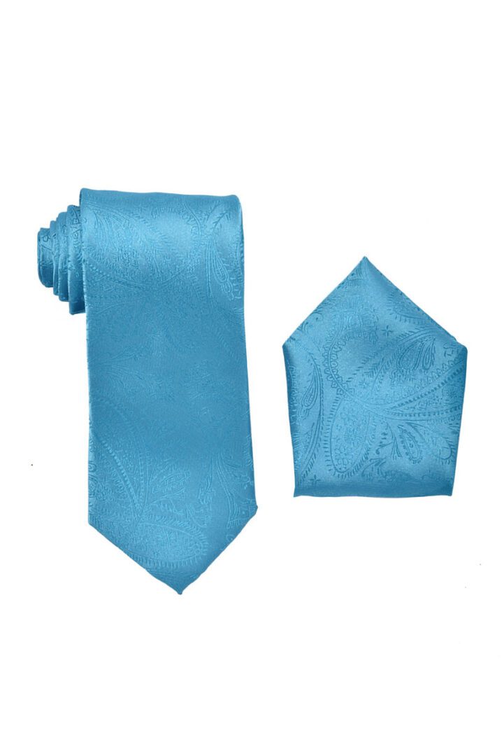 Men's Premium Paisley Necktie with Matching Pocket Square Set