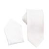White Necktie with Matching Pocket Square Set For Suits White Necktie with Matching Pocket Square Set For Suits