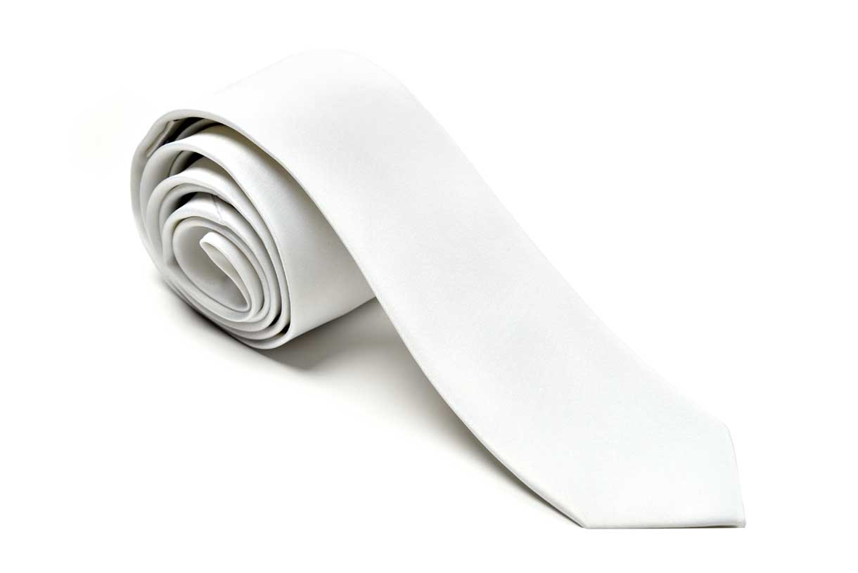 Premium Slim White Necktie for Suits & Tuxedos