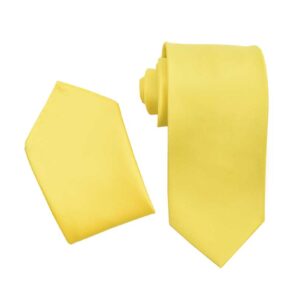 Premium Canary Yellow Necktie with Pocket Square Set For Suits