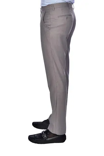 Slim Fit Gray Formal Flat Front Dress Pants