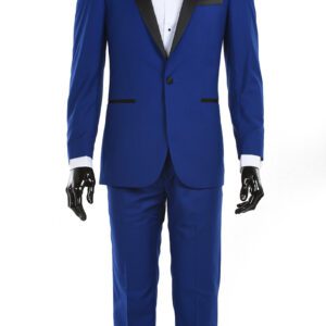 Premium Slim Fit Royal Blue with Black Peak Lapel Tuxedo
