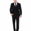 Men's black pinstripe three-piece Slim Fit suit front view