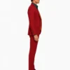 mens joker costume side view one Men's burgundy red Joker-inspired suit side view