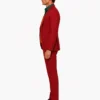 mens joker costume side view two Men's burgundy red Joker-inspired suit opposite side view