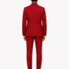 mens joker costume back Men's burgundy red four-piece suit back view